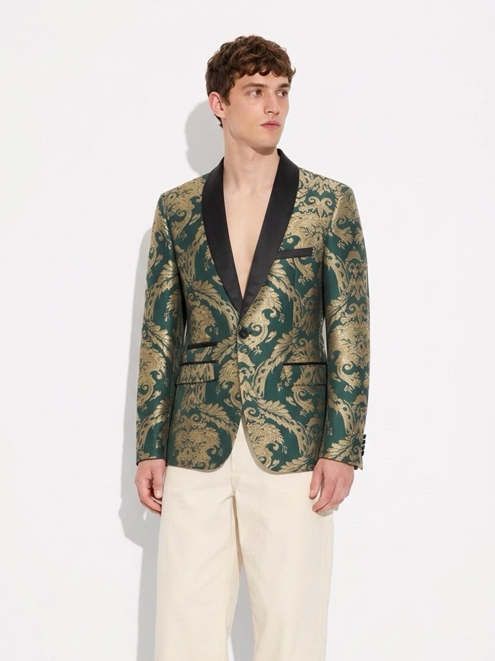 Uninnukoo Paisley Blazer in Green & Gold Size Medium NWT